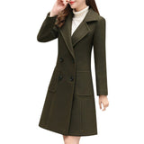 Office Ladies Wool Double Breasted Elegant Long Sleeve Jacket