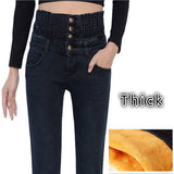 Winter Women Single Breasted Jeans