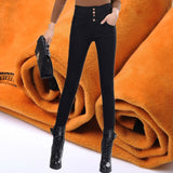 Winter Women Single Breasted Jeans