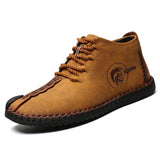 Winter Men Boots Leather High Top Lace-Up Snow Boots