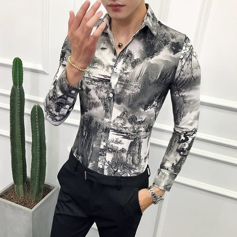 Print Landscape Casual Men Shirt | Fashionable Man Shirts