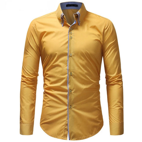 Wedding Male Tops| Slim Fit Shirt| Non-iron Striped Shirt |Men Shirt| Dress Shirts |Double Collar|