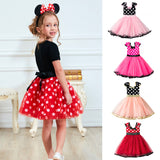Girls Fancy Mickey Minnie Mouse Dress | Kids Dot Princess Dresses | Cosplay Mini Mouse Costume