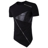 Men Leather Patchwork Zip T shirt | Fashionable Man T Shirt