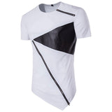 Men Leather Patchwork Zip T shirt | Fashionable Man T Shirt