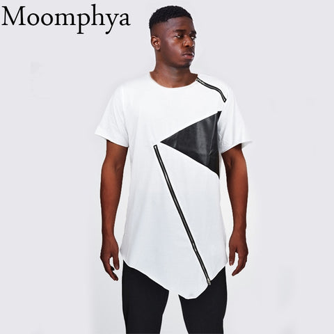 Men Leather Patchwork Zip T shirt | Fashionable Man T Shirt