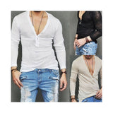 Men Long Sleeve  V-neck Shirt | Fashionable T Shirts