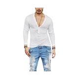 Men Long Sleeve  V-neck Shirt | Fashionable T Shirts
