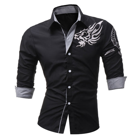Men's Dragons Print Casual Shirt