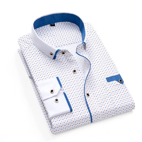 Printed Plaid Polka Dot Men Shirt Slim Fit 21 Colors Male Dress Shirts | Hawaiian shirt