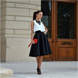 Sexy Vintage Women Dress | White crop top and black Mini Skirt | Party Clothing Set