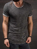 Fashion Summer Ripped Clothes Men T-Shirt