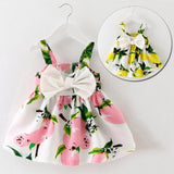  Lemon Printed Infant Outfit Sleeveless Princess Gallus Dress | Baby beach dress