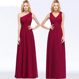 Long Bridesmaid Dress | V Neck Chiffon Bridesmaid Gowns | Wedding Party Formal Pleated Dress