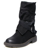 Women Fashion Vintage Mid Calf Boots Soft Leather Shoes