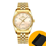 Men Gold Watch Male Stainless Steel Quartz Golden men's Wristwatches