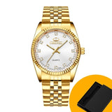 Men Gold Watch Male Stainless Steel Quartz Golden men's Wristwatches