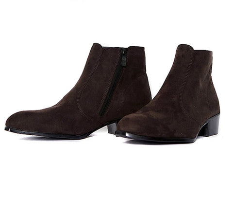 Pointed Toe Flock Brand Winter Shoes Fashion Men's Boots