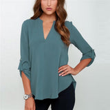 Women's Shirts| V-neck Chiffon Blouse| Long Sleeve Shirts |Casual Shirts|