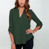 Women's Shirts| V-neck Chiffon Blouse| Long Sleeve Shirts |Casual Shirts|