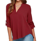 Women's Shirts| V-neck Chiffon Blouse| Long Sleeve Shirts |Casual Shirts|