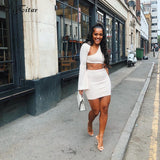 One-shoulder Long Flare Sleeve Crop Tops