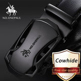 Automatic Buckle Black Genuine Leather Belt