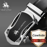 Automatic Buckle Black Genuine Leather Belt
