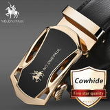 Automatic Buckle Black Genuine Leather Belt