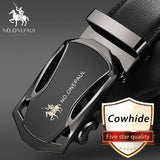 Automatic Buckle Black Genuine Leather Belt