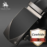 Automatic Buckle Black Genuine Leather Belt
