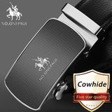 Automatic Buckle Black Genuine Leather Belt