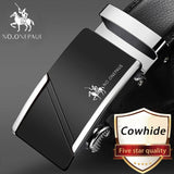 Automatic Buckle Black Genuine Leather Belt