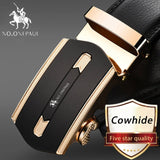 Automatic Buckle Black Genuine Leather Belt