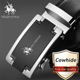 Automatic Buckle Black Genuine Leather Belt