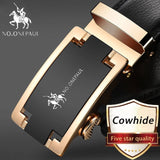 Automatic Buckle Black Genuine Leather Belt