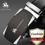 Automatic Buckle Black Genuine Leather Belt