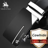 Automatic Buckle Black Genuine Leather Belt