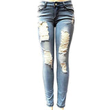 Women's Skinny Hole Ripped Jeans | Denim Biker Pencil Pants Denim Biker Pencil Pants