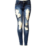 Women's Skinny Hole Ripped Jeans | Denim Biker Pencil Pants Denim Biker Pencil Pants