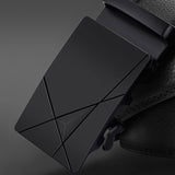 Automatic Buckle Black Genuine Leather Belt