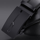 Automatic Buckle Black Genuine Leather Belt