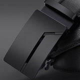 Automatic Buckle Black Genuine Leather Belt