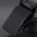 Automatic Buckle Black Genuine Leather Belt