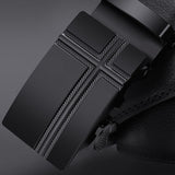 Automatic Buckle Black Genuine Leather Belt