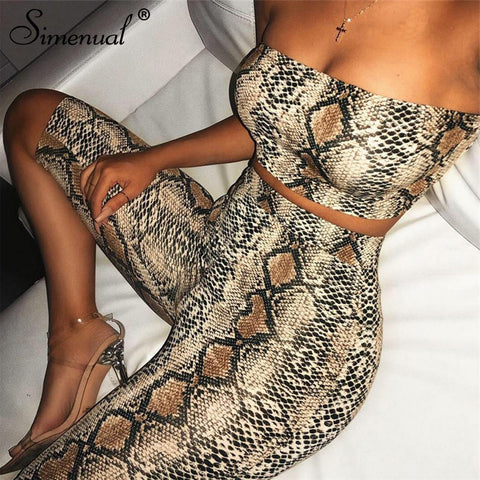 Sexy Snake Print Two Piece Set
