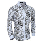 Men Flower Shirt 3D Printing Fashion Casual Slim Fit Shirts