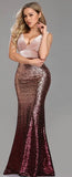 Sexy V-neck Sleeveless Mermaid Burgundy Long Evening Dresses