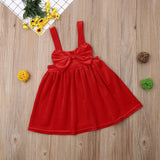 Knee-Length Dress |Sleeveless Dress |Red Dress |Bowknot Tutu Dress |Little girl dress|