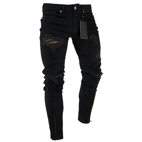 Denim Pant with Zipper Pencil Pants Trousers Men Clothes